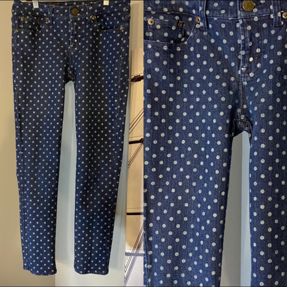 J Crew Polka Dot Toothpick Jeans Size 28